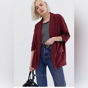 ASOS burgundy relaxed style blazer sz 4